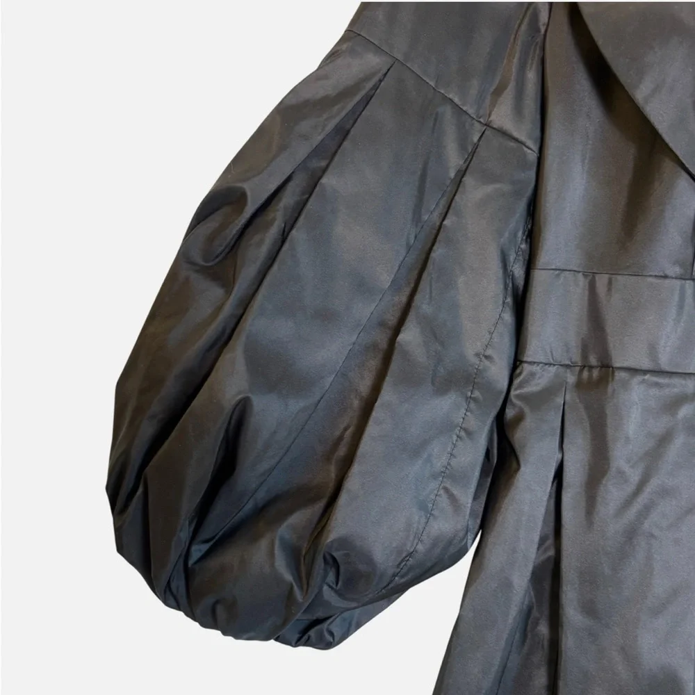 Rare Y2K VTG Black Puff Balloon Sleeve Opera Coat Trench Gothic Victorian 10 - Picture 4 of 6